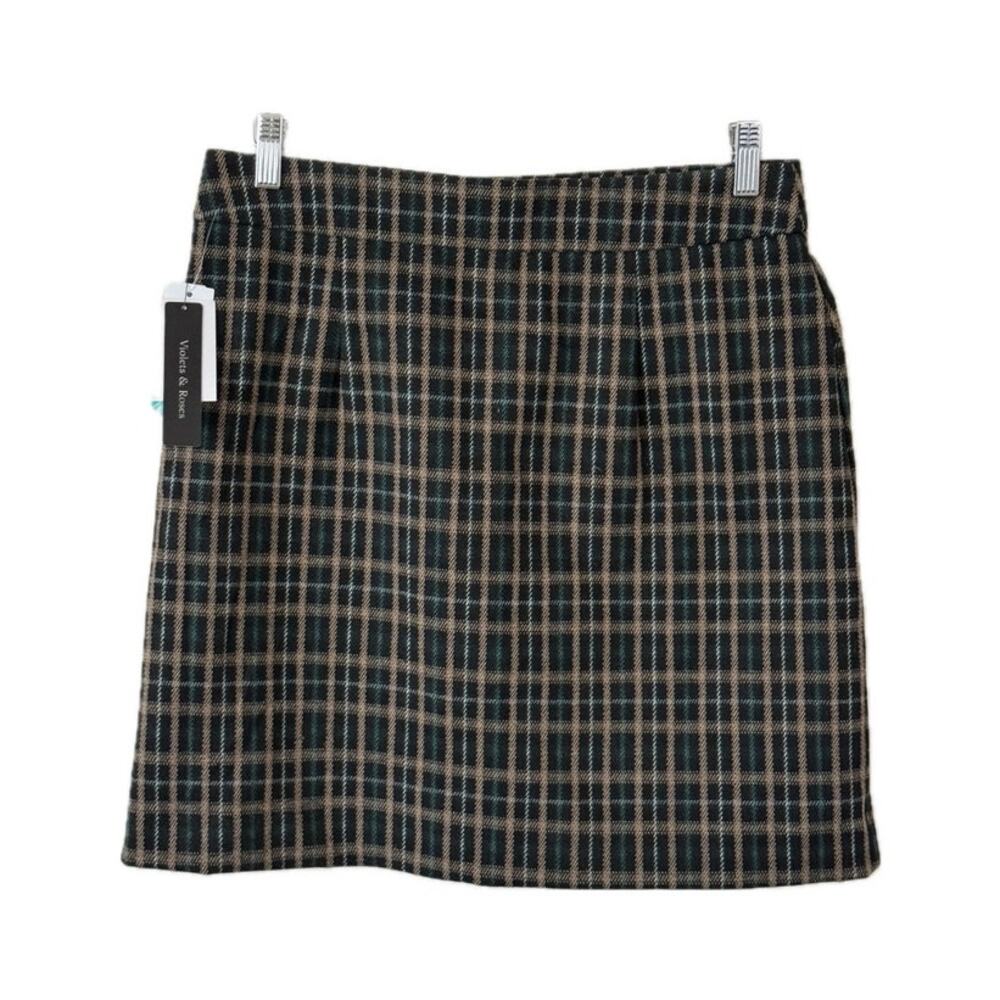 Violets & Roses Green Plaid Pencil Skirt Size 10 NEW Preppy Office Grunge Retro